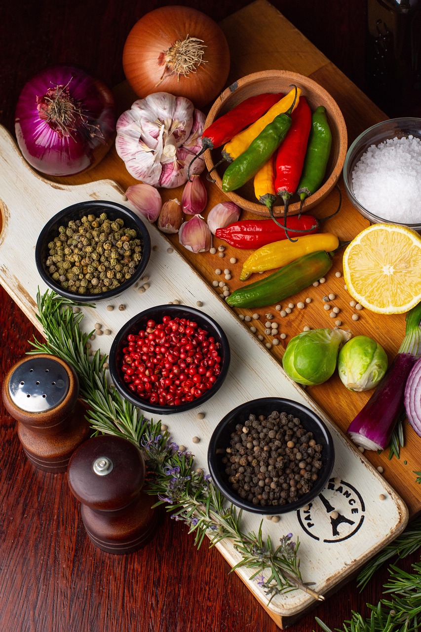 ingredients, cooking, spices, vegetables, produce, herbs, food, kitchen